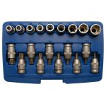 Set varfuri + chei stelate torx-negativ 1/2" BGS 19 piese
