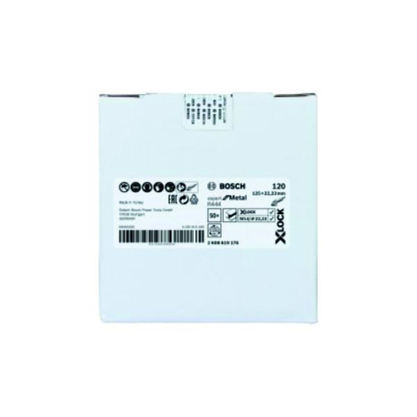 Disc de slefuit cu fibre BOSCH X-LOCK, Ø 125 mm, G 120, R444, Expert for Metal, 50 buc - imagine 2