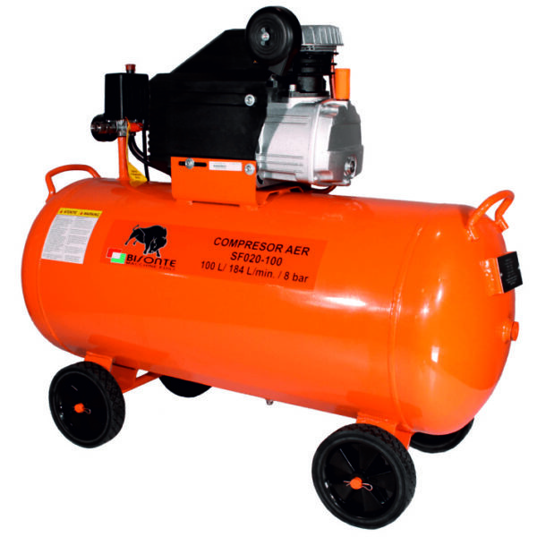 Compresor electric BISONTE SF020-100, cu ulei si transmitere directa - imagine 2