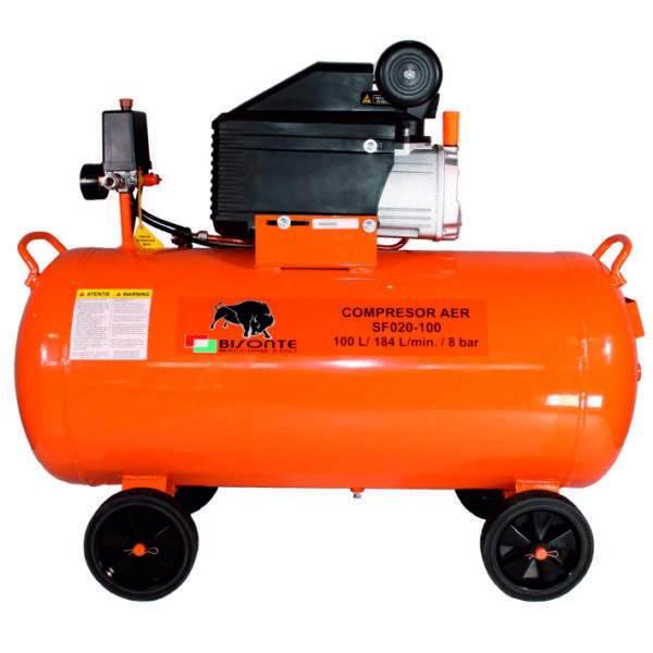 Compresor electric BISONTE SF020-100, cu ulei si transmitere directa