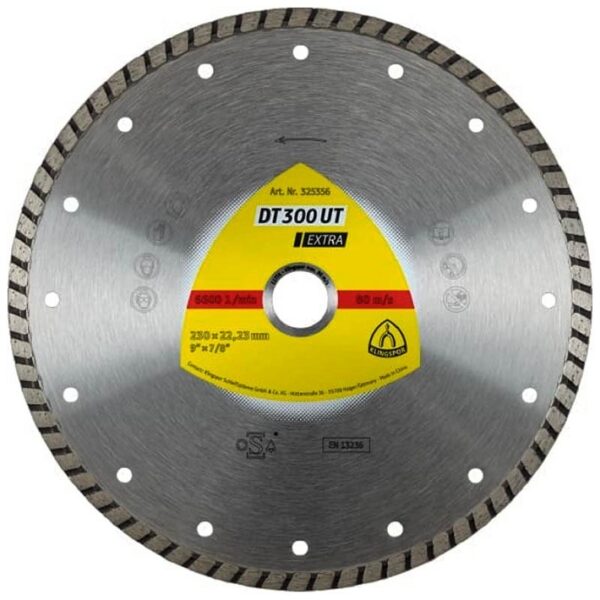 Disc diamantat DT300UT Extra KLINGSPOR, pentru polizoare unghiulare, continuu, 125x1.9x22.23 mm, GRT, 7 mm