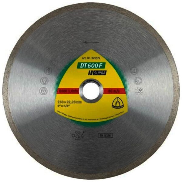 Disc diamantat DT600F Supra KLINGSPOR, pentru polizoare unghiulare, continuu, 230x1.9x22.23 mm, GR, 7 mm