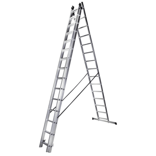 Scara tripla aluminiu Bisonte STR315, 3x15 trepte - imagine 2