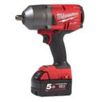 Cheie de impact MILWAUKEE M18FHIWP12-502X cu 2 acumulatori 18 V5 Ah, cuplu maxim 1017 Nm, 12 cu pin de blocare