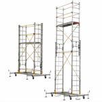 Schela mobila profesionala din aluminiu TeleSafe 005XL H lucru 5,6 m Condor Bisonte are inaltimea maxima de lucru = 5,60m, plan 60x155cm.
