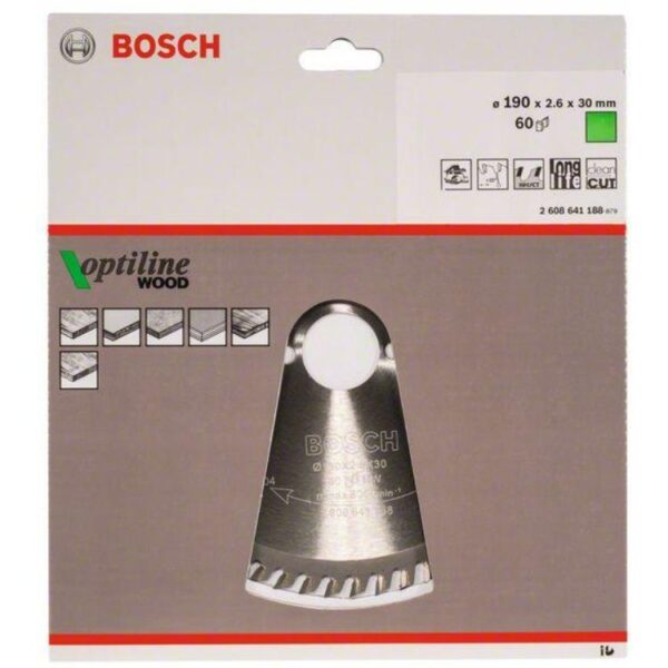 Panza de ferastrau circular Optiline Wood 190 x 30 x 60 dinti Bosch - imagine 2