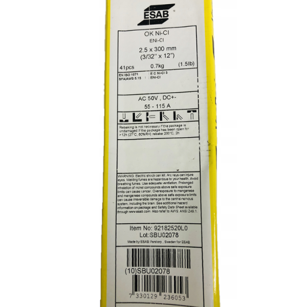 Electrozi fonta tip OK92.18 Ni-Fe, 2.5 x 300 mm, 1 cutie/0.7 kg ESAB - imagine 2